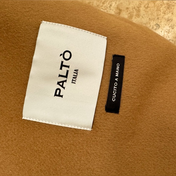 PALTO Tie-Waist Coat Belted Wrap Tan Color size 42 Italian Double Faced Wool - Picture 17 of 17